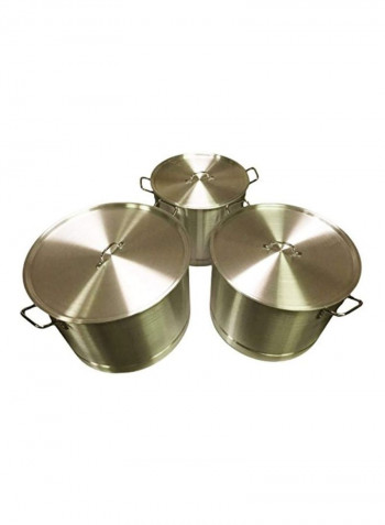 3-Piece Stainless Steel Stock Pot Set Silver