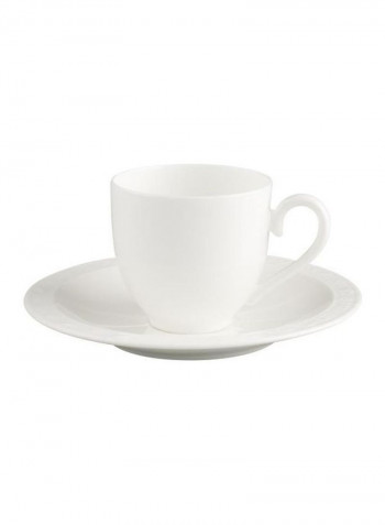 12-Piece White Pearl Espresso Cup And Saucer Set White