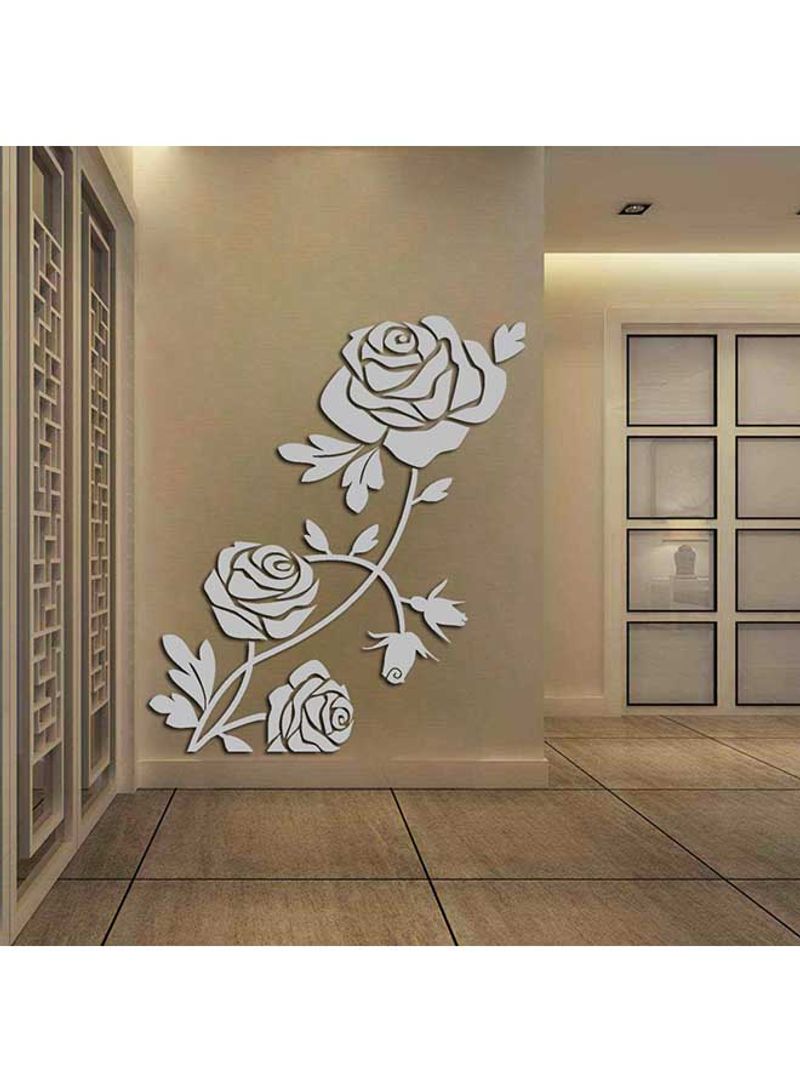3D Acrylic Rose Flower Wall Sticker Grey