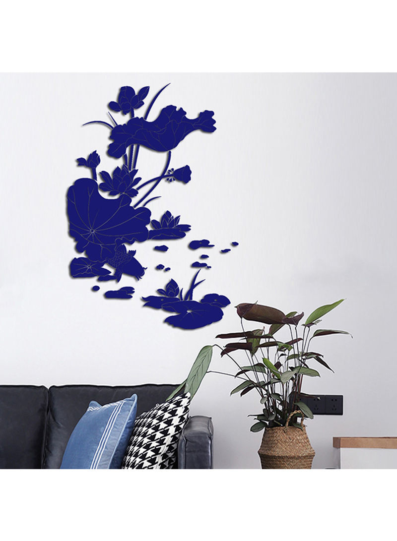 Flower Pattern Wall Sticker Blue 60x90cm