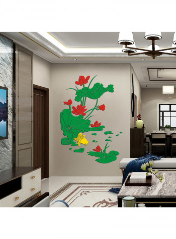 Lotus Plant Flower Pattern Wall Sticker Green 60x90cm