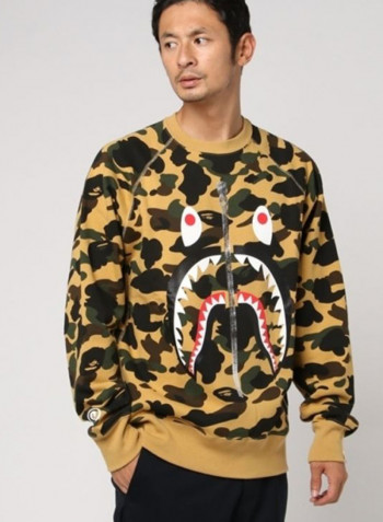 1st Camo Shark Crewneck Sweatshirt Yellow/Black