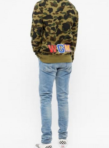 1st Camo Shark Crewneck Sweatshirt Green/Black/Brown