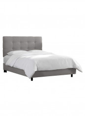 Skyline Tufted Bed Without Mattress Grey 160 x 200centimeter