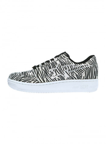 Zebra Lace-up Low Top Sneakers White/Black