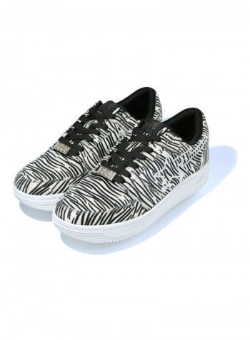 Zebra Lace-up Low Top Sneakers White/Black