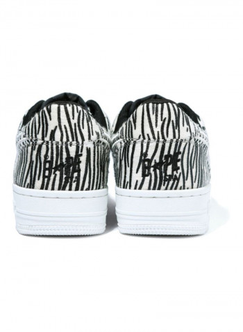 Zebra Lace-up Low Top Sneakers White/Black