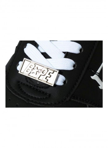 Lettered Lace-up Low Top Sneakers Black/White