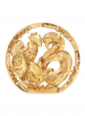 Chinese Zodiac-Rooster Collectible Figurine Gold 3.5x1.6x3.8inch