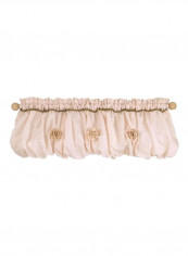 Roses Embroidered Window Valance Beige