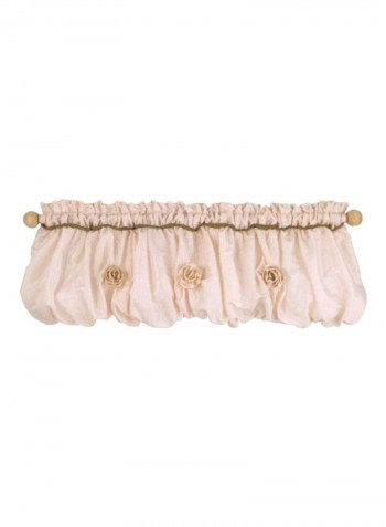 Roses Embroidered Window Valance Beige