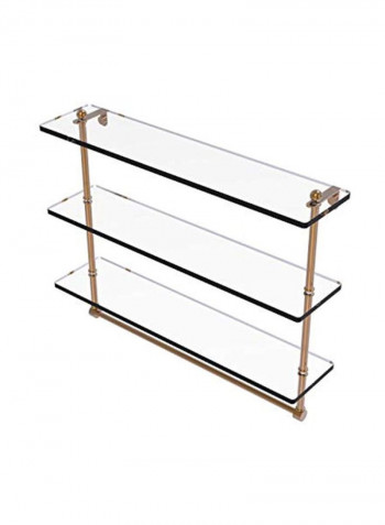 Triple Tiered Integrated Towel Bar Glass Shelf Gold/Clear 22inch