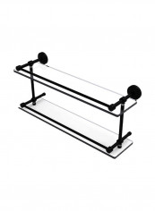 Waverly Place Collection Double Gallery Rail Glass Shelf Matte Black/Clear 22inch