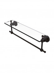 Glass Shelf With Towel Bar Black/Clear 22inch