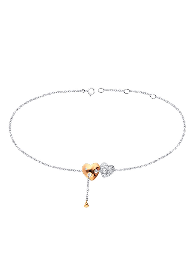 18 Karat Rose Gold 0.10 Carat Diamond Heart Charm Bracelet