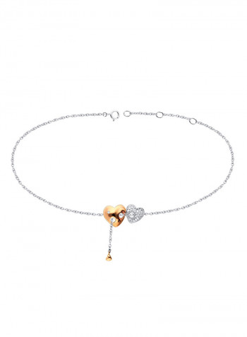 18 Karat Rose Gold 0.10 Carat Diamond Heart Charm Bracelet