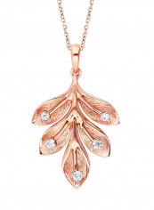 18 Karat Rose Gold 0.11 Carat Diamond Wing Shaped Pendant