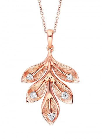 18 Karat Rose Gold 0.11 Carat Diamond Wing Shaped Pendant