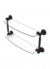 Two Tiered Glass Shelf Clear/Black 18inch