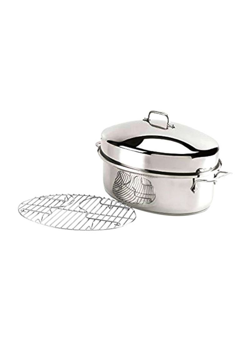 Stainless Steel Oval Cookware Roaster Silver 20.4x13.7x8inch