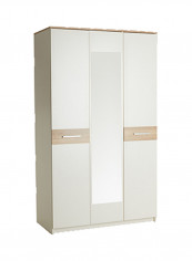 3-Door Wardrobe With Mirror Multicolour 121 x 210 x 60centimeter