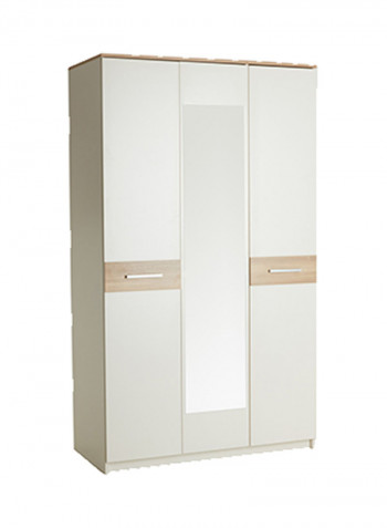 3-Door Wardrobe With Mirror Multicolour 121 x 210 x 60centimeter