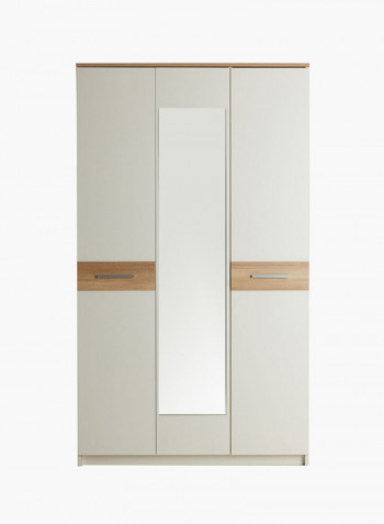 3-Door Wardrobe With Mirror Multicolour 121 x 210 x 60centimeter