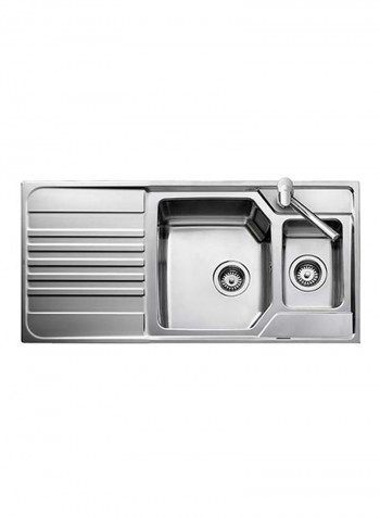 Premium 1½B 1D Inset Stainless Steel 1 Bowl 1 Drainer Sink Silver 1000x500x200mmmm