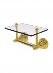 Astor Place Collection Glass Shelf With Toilet Paper Holder Clear/Gold 9.3x6x4.9inch
