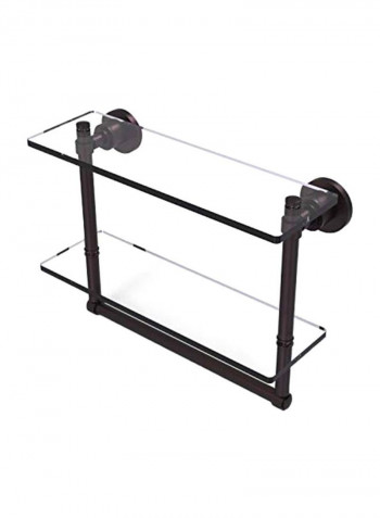 Washington Square Collection Two Tiered Integrated Towel Bar Glass Shelf Clear/Black 16inch