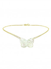 18 Karat Gold Double Link Butterfly Mother Of Pearl Bracelet