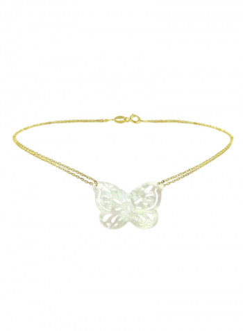 18 Karat Gold Double Link Butterfly Mother Of Pearl Bracelet