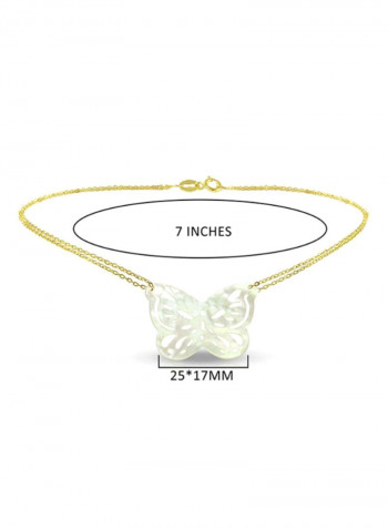 18 Karat Gold Double Link Butterfly Mother Of Pearl Bracelet