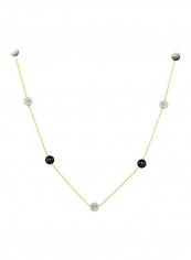 18 Karat Gold Gradual Built-in Crystal Ball And Pearl Necklace