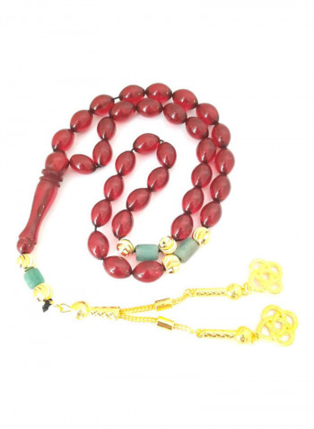 THE DUTCH Rich Burgandy Red Amber Sand With 18k Gold Plated Beads Natural Genuine Authentic Colombian Emerald Rosary. Exclusive Design Timeless Art