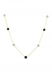 18 Karat Solid Gold Crystal Ball And Pearl Necklace