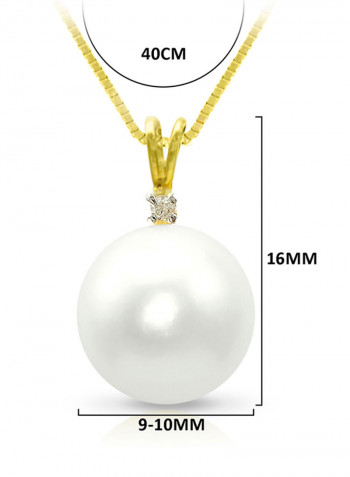 18 Karat Gold 0.02 Carat Diamonds 9-10 mm Pearl Pendant Necklace