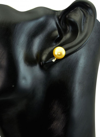 18 Karat Gold 0.04 Carat Diamonds 9-10 mm Pearl Earrings