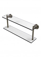 Two Tiered Glass Shelf Clear/Silver 22inch