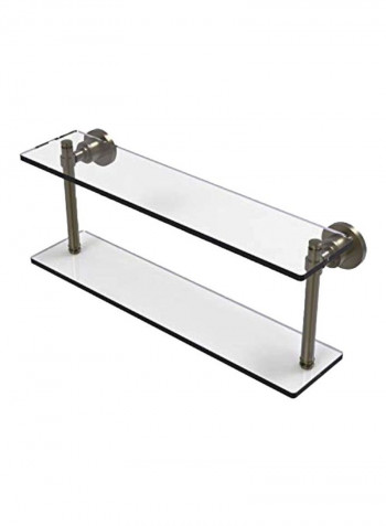 Two Tiered Glass Shelf Clear/Silver 22inch