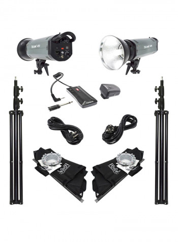 Photo Studio Strobe Flash Light Full Kit Black