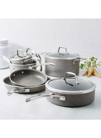 10-Piece Capri Granitium Nonstick Cookware Set Grey