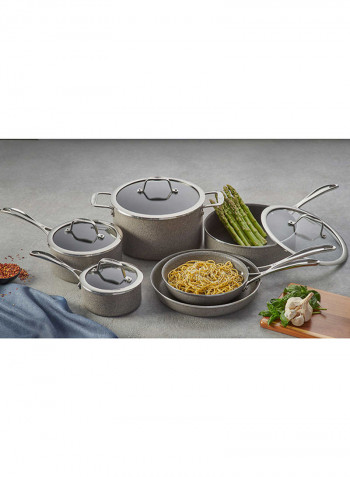 10-Piece Capri Granitium Nonstick Cookware Set Grey