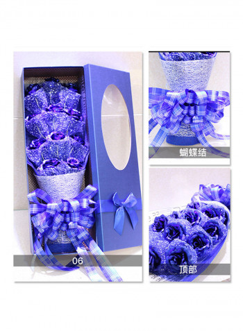24k Gold Foil 11 Roses Gift Bouquet With Holding Box Blue 60centimeter
