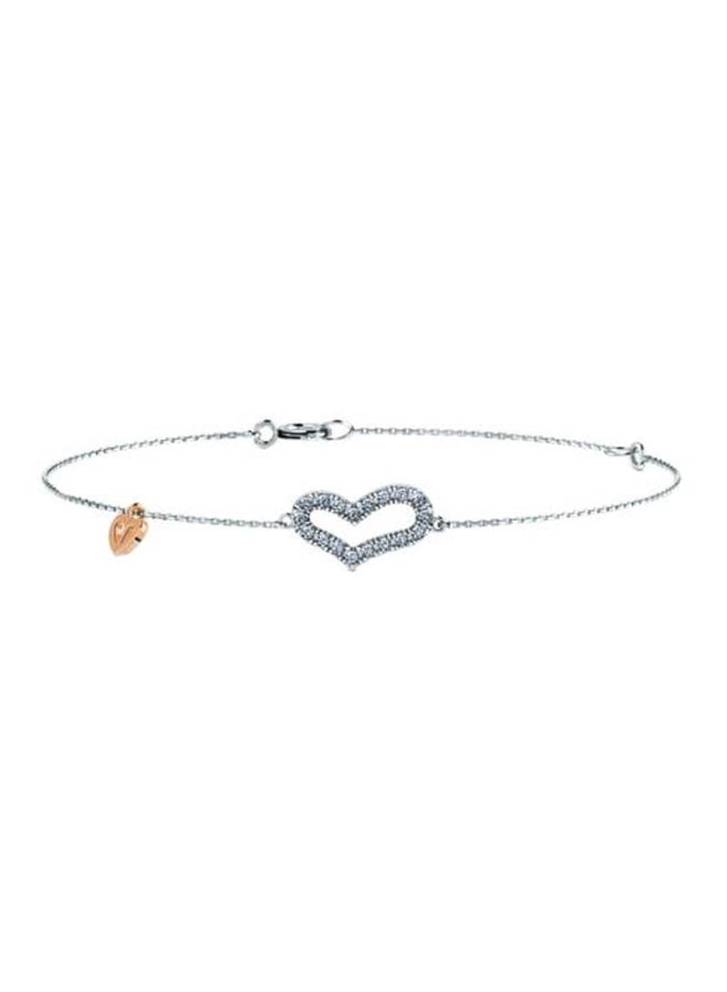 18-Karat White Gold 0.15 Ct Diamond Studded Heart Bracelet