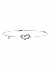 18-Karat White Gold 0.15 Ct Diamond Studded Heart Bracelet