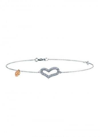 18-Karat White Gold 0.15 Ct Diamond Studded Heart Bracelet
