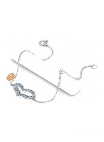 18-Karat White Gold 0.15 Ct Diamond Studded Heart Bracelet