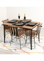 5-Piece Dining Table Set Brown/Black 85.5x127x5.5cm