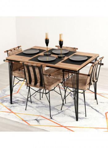 5-Piece Dining Table Set Brown/Black 85.5x127x5.5cm